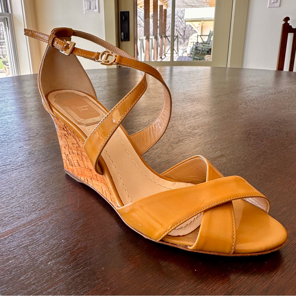 Christian Dior Yellow Patent Leather Wedge